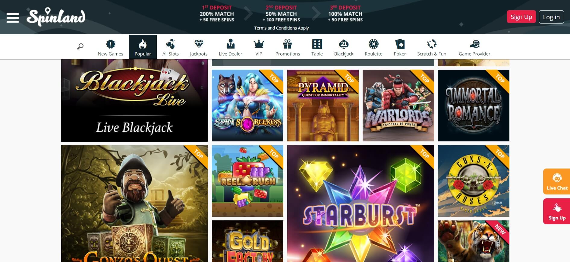 spinland casino games and slots